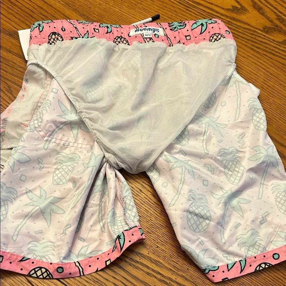 Boys Pineapple Print Swim Shorts - Pink